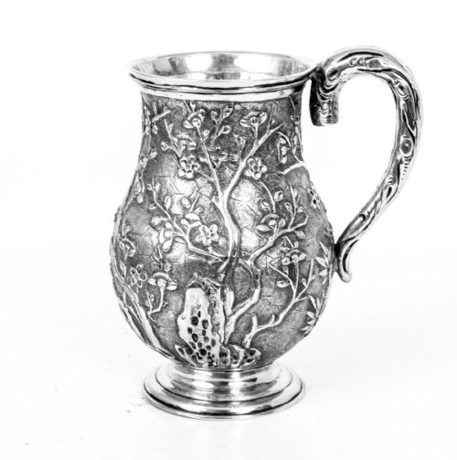 Antique Chinese Wang Hing Silver Mug C.1900
