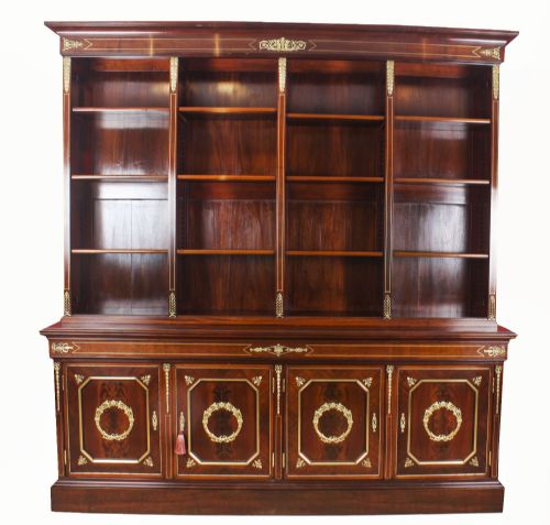 Antique French Napoleon III Empire Mahogany Bookcase Cabinet C.1870
