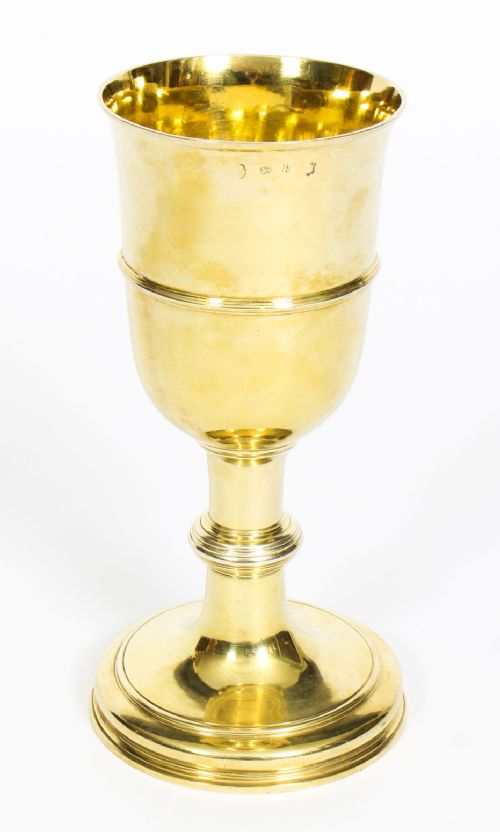 Antique Silver Gilt Chalice Cup by Paul De Lamerie 1745 18th C
