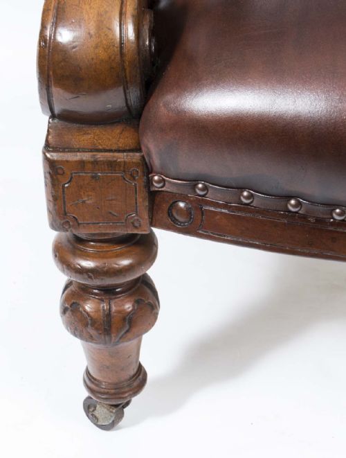 ANTIQUE PAIR ENGLISH VICTORIAN LEATHER ARMCHAIRS C1880 - ADDITIONAL PHOTO 10