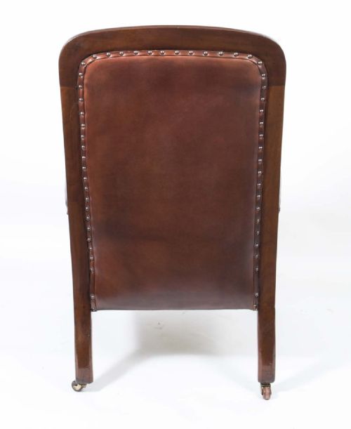 ANTIQUE PAIR ENGLISH VICTORIAN LEATHER ARMCHAIRS C1880 - ADDITIONAL PHOTO 12