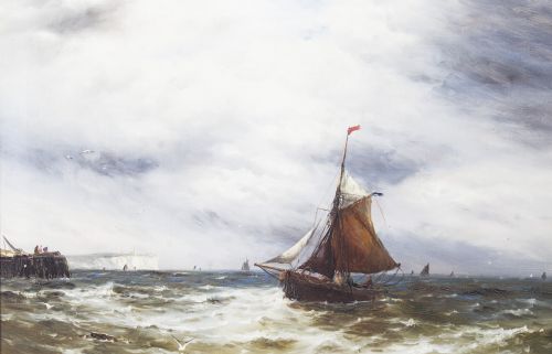 fig 4. Antique Pair Oil on Canvas Seascape Paintings Gustave De Bréanski 19th Century