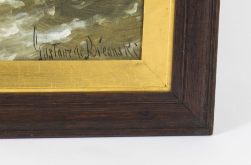 fig 5. Antique Pair Oil on Canvas Seascape Paintings Gustave De Bréanski 19th Century