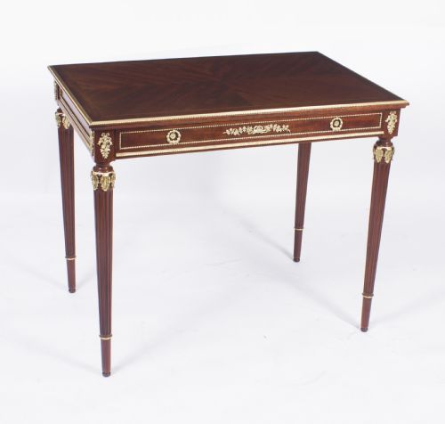Antique French Ormolu Mounted Flame Mahogany Side Table C1870
