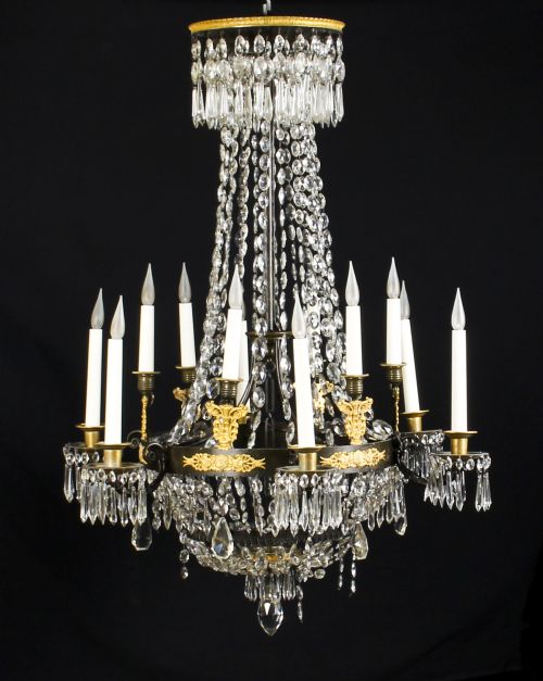 Antique French Empire 12 Light Ballroom Chandelier C1850 19th Century
