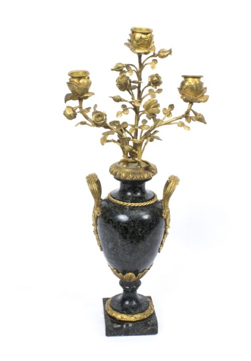 fig 1. Antique Pair Ormolu Verde Antico Marble Candelabra c.1860
