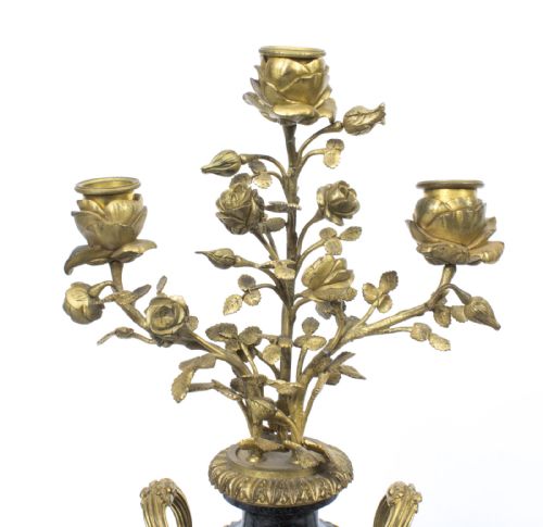 fig 2. Antique Pair Ormolu Verde Antico Marble Candelabra c.1860
