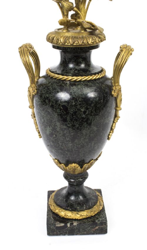 fig 3. Antique Pair Ormolu Verde Antico Marble Candelabra c.1860

