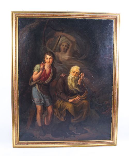 Antique Oil Painting "Fugit Irreparabile Tempus" C.1860
