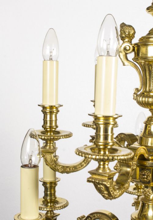 ANTIQUE FRENCH LOUIS XIV STYLE TWELVE BRANCH ORMOLU CHANDELIER C1900 - ADDITIONAL PHOTO 3