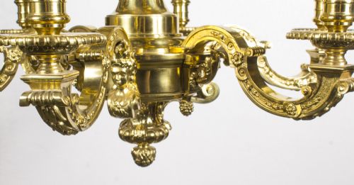 ANTIQUE FRENCH LOUIS XIV STYLE TWELVE BRANCH ORMOLU CHANDELIER C1900 - ADDITIONAL PHOTO 6