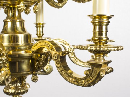 ANTIQUE FRENCH LOUIS XIV STYLE TWELVE BRANCH ORMOLU CHANDELIER C1900 - ADDITIONAL PHOTO 10