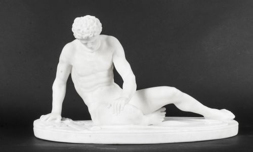 Antique Italian Grand Tour Alabaster Sculpture of the Dying Gaul Ca 1860 19th C
