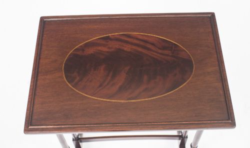 ANTIQUE VICTORIAN MAHOGANY INLAID NEST OF 3 TABLES C1880 - ADDITIONAL PHOTO 4