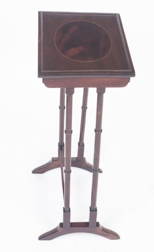 ANTIQUE VICTORIAN MAHOGANY INLAID NEST OF 3 TABLES C1880 - ADDITIONAL PHOTO 5