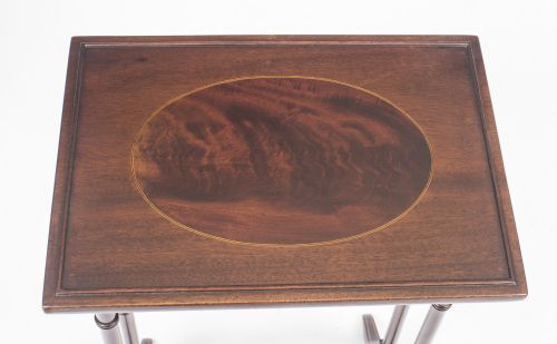 ANTIQUE VICTORIAN MAHOGANY INLAID NEST OF 3 TABLES C1880 - ADDITIONAL PHOTO 6