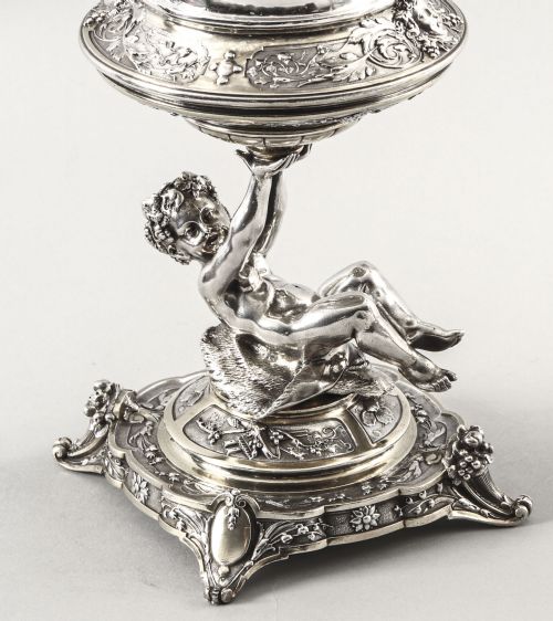 ANTIQUE PAIR ENGLISH VICTORIAN SILVER PLATE CUT GLASS CENTREPIECES 1883 19TH C - ADDITIONAL PHOTO 3