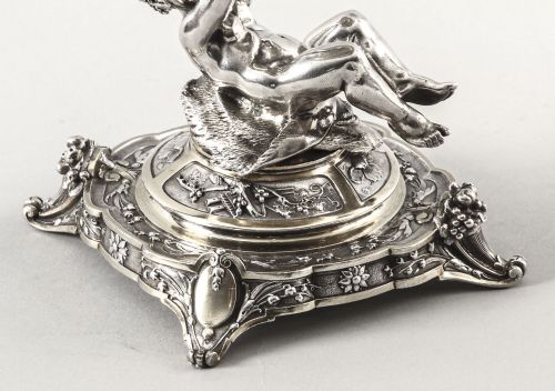 ANTIQUE PAIR ENGLISH VICTORIAN SILVER PLATE CUT GLASS CENTREPIECES 1883 19TH C - ADDITIONAL PHOTO 5