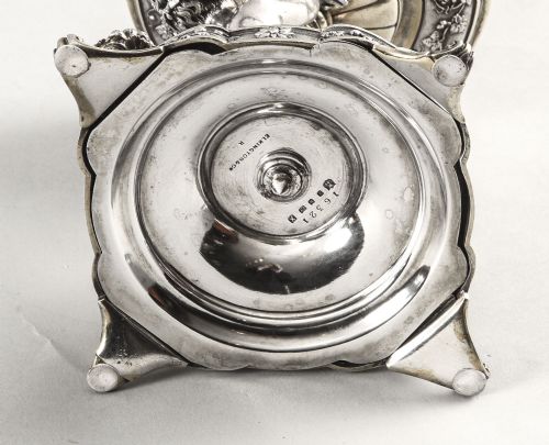 ANTIQUE PAIR ENGLISH VICTORIAN SILVER PLATE CUT GLASS CENTREPIECES 1883 19TH C - ADDITIONAL PHOTO 15