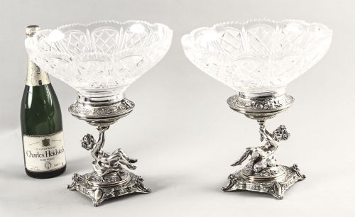 ANTIQUE PAIR ENGLISH VICTORIAN SILVER PLATE CUT GLASS CENTREPIECES 1883 19TH C - ADDITIONAL PHOTO 17