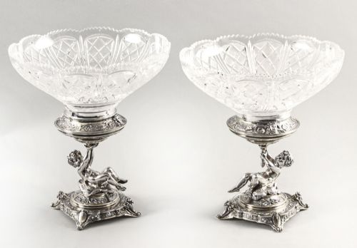 ANTIQUE PAIR ENGLISH VICTORIAN SILVER PLATE CUT GLASS CENTREPIECES 1883 19TH C - ADDITIONAL PHOTO 18