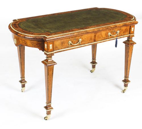 Antique Burr Walnut Writing Table Holland & Sons 19th C
