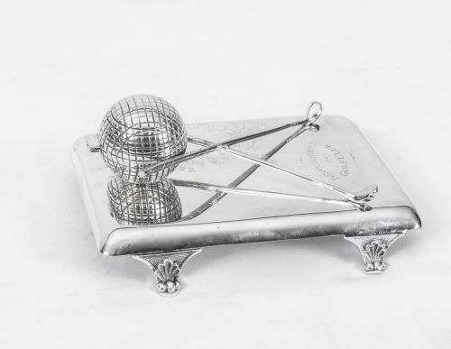 Antique Edwardian Broxbourne Golf Club Inkwell C.1900
