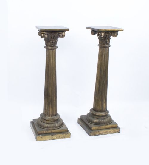 Antique Pair Corinthian Column Pedestals C.1900

