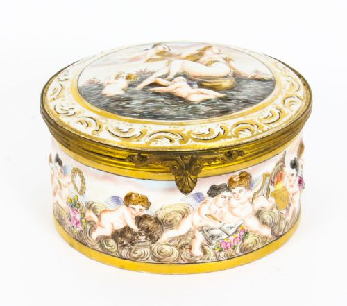 Antique Italian Capodimonte Porcelain Table Casket 19th C
