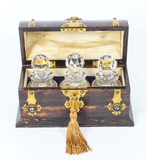 ANTIQUE COROMANDEL BRASS MOUNTED SCENT BOTTLE BOX 19TH C - ADDITIONAL PHOTO 1