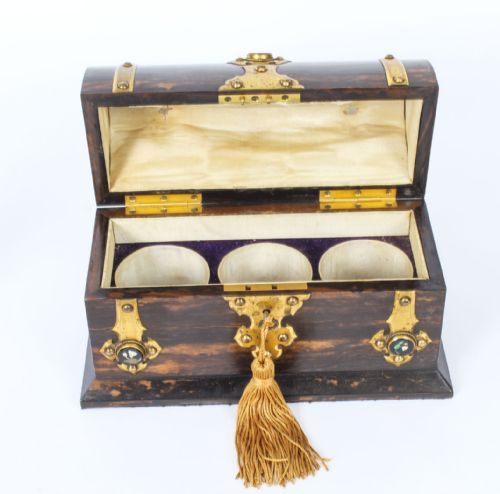 ANTIQUE COROMANDEL BRASS MOUNTED SCENT BOTTLE BOX 19TH C - ADDITIONAL PHOTO 7