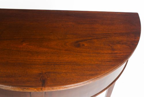 ANTIQUE VICTORIAN MAHOGANY DEMI LUNE CARD CONSOLE TEA TABLE 19TH C - ADDITIONAL PHOTO 5