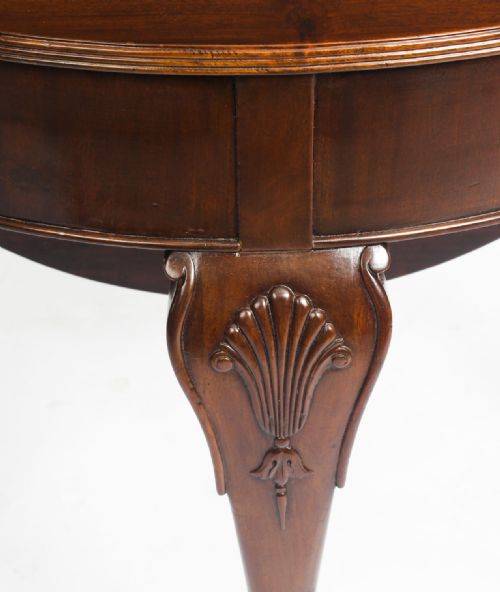 ANTIQUE VICTORIAN MAHOGANY DEMI LUNE CARD CONSOLE TEA TABLE 19TH C - ADDITIONAL PHOTO 6