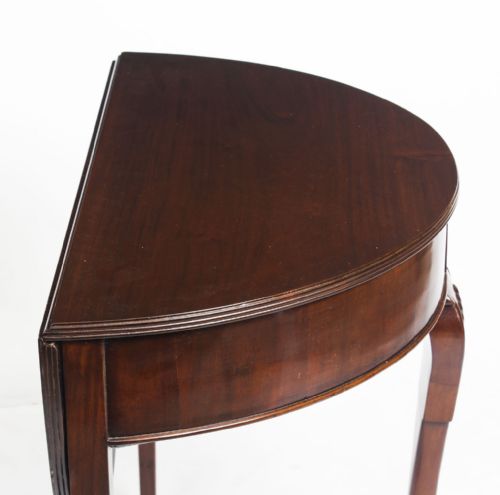 ANTIQUE VICTORIAN MAHOGANY DEMI LUNE CARD CONSOLE TEA TABLE 19TH C - ADDITIONAL PHOTO 10