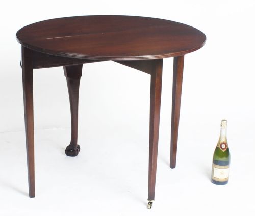 ANTIQUE VICTORIAN MAHOGANY DEMI LUNE CARD CONSOLE TEA TABLE 19TH C - ADDITIONAL PHOTO 11