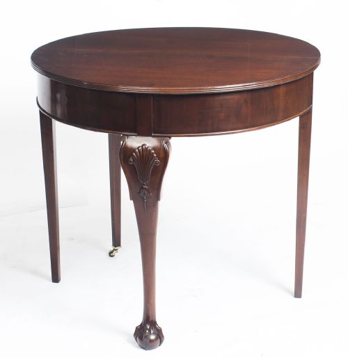 ANTIQUE VICTORIAN MAHOGANY DEMI LUNE CARD CONSOLE TEA TABLE 19TH C - ADDITIONAL PHOTO 12