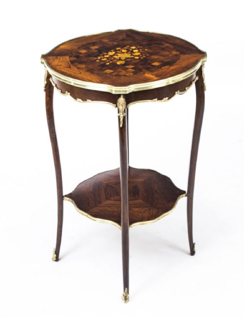 Antique Kingwood Parquetry Marquetry Ormolu Occasional Table C1870
