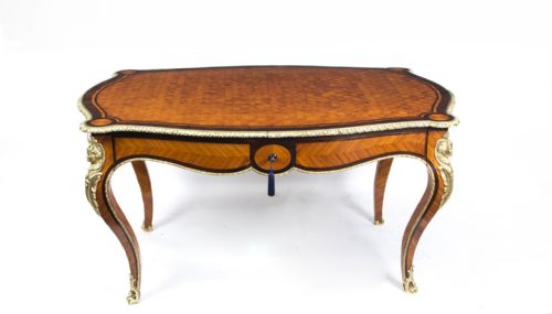 fig 1. Antique French Bureau Plat Parquetry Writing Table c.1860
