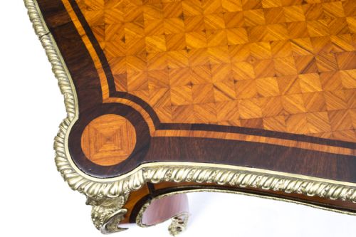fig 3. Antique French Bureau Plat Parquetry Writing Table c.1860