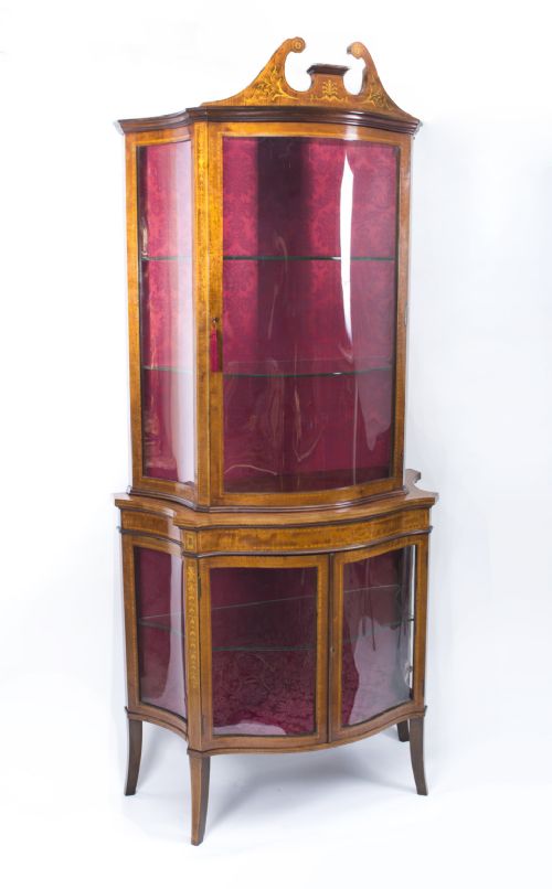 Antique Edwardian Inlaid Display Cabinet C.1900
