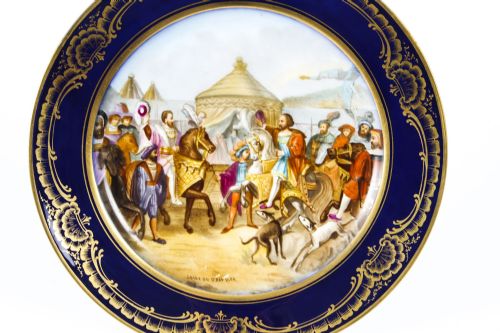 ANTIQUE FRENCH SEVRES PORCELAIN CABINET PLATE CAMP DU RAP 19TH CENTURY - ADDITIONAL PHOTO 1