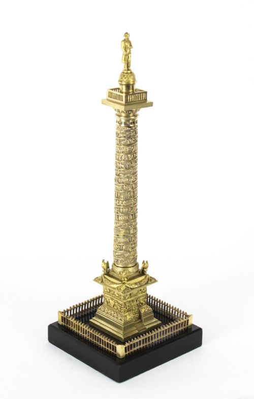 Antique French Grand Tour Ormolu Gilt Bronze Model of Vendome Column 19thc
