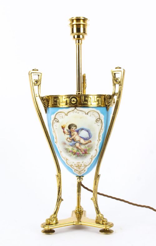 Antique Bleu Celeste Sevres Porcelain Ormolu Lamp C.1870
