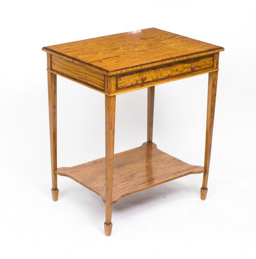 Antique Sheraton Revival Satinwood Occasional Side Table C1880
