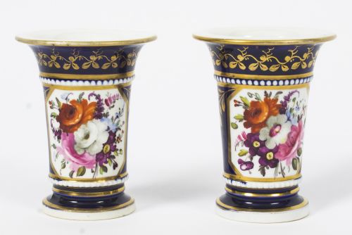 Antique Pair Royal Blue Regency English Spill Vases Early 19th C
