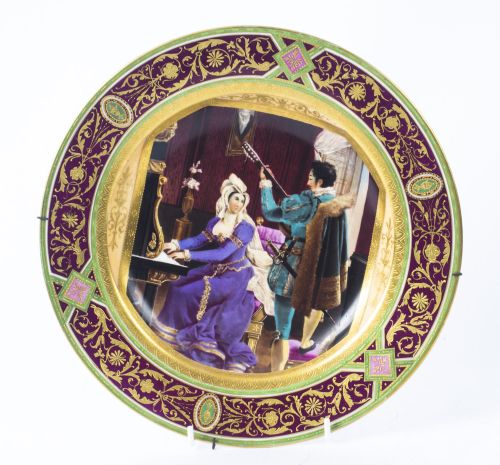 Antique Vienna Porcelain Cabinet Plate Bidenschild Mark C1880
