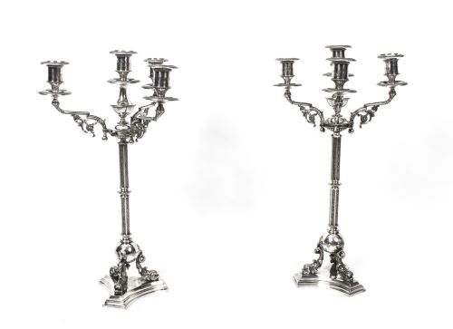 Antique Pair Victorian 4 Light Candelabra H Woodward C1880
