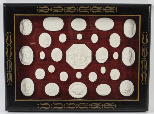 Antique Framed Collection 29 Grand Tour Plaster Intaglios 19th Century
