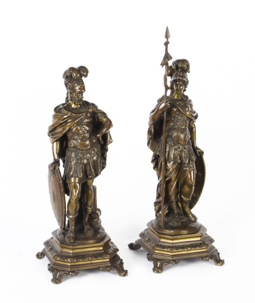 Antique Pair of French Bronzes of Mars and Minerva C1850 19th C
