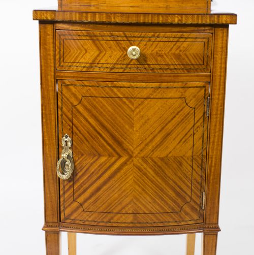 fig 4. Antique Victorian Satinwood Bowfront Bedside Cabinet c.1880